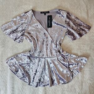 One Clothing Whimsical Lavender Crushed Velvet Wrap Top y2k inspired NWT Small